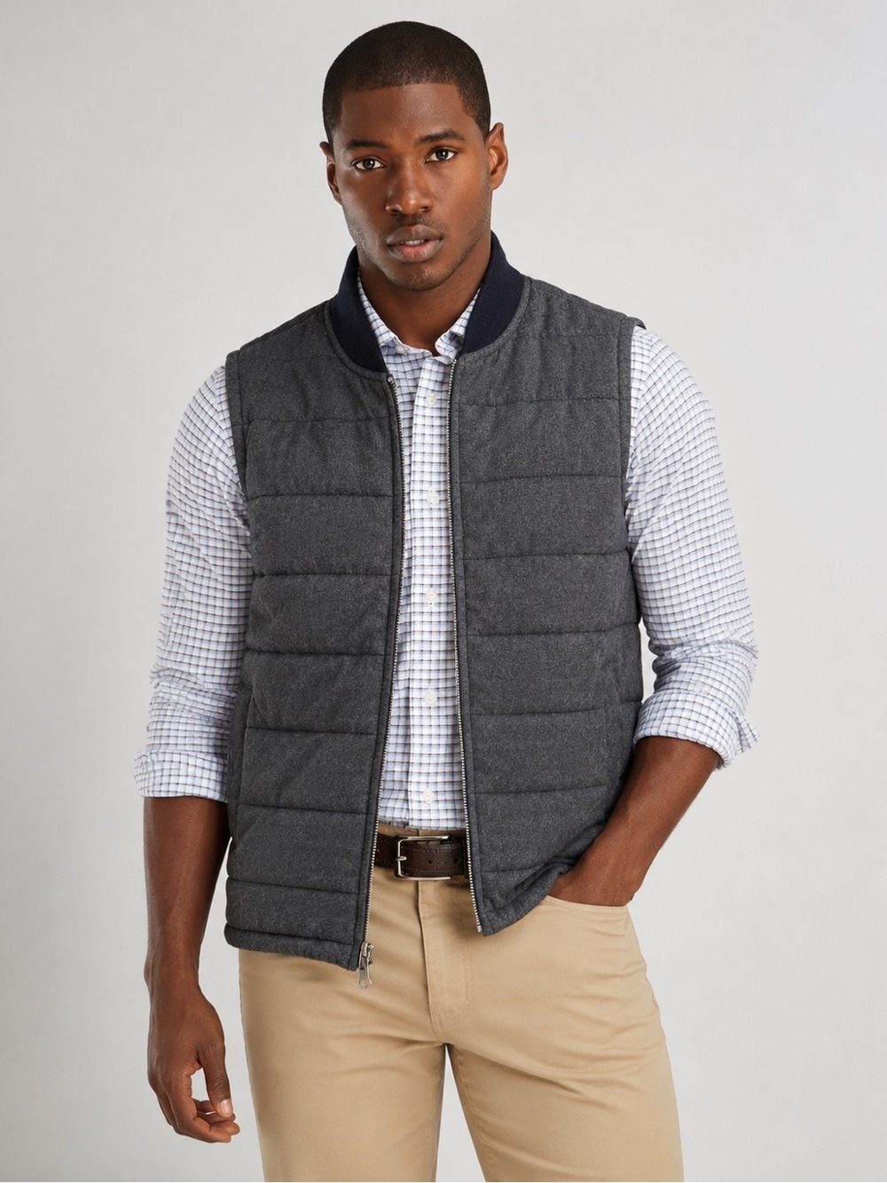 Brooks Brothers Quilted Puffer Zip Vest in Charcoal Gray Classic | Medium
